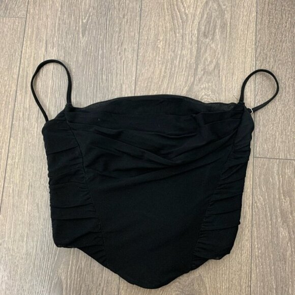 White Fox Boutique Corset Top Cropped Bustier Draped Black Size XS - Picture 4 of 16